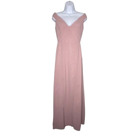 Social Bridesmaids‎ Womens Off-the-shoulder Pleated Bodice Dress Dusty Rose 2 - Picture 2 of 10